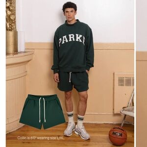 Parke Heritage Lounge Terry Cloth Shorts - Size L/XL - Forest Green